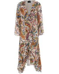 Etro - Peau D'Ange Silk Long Wrap Dress - Lyst
