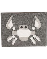 Thom Browne - Accessoires ,Grijs ,Leer Leren Creditcardhouder Accessoires - Lyst