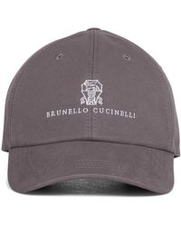 Brunello Cucinelli - Accessoires ,Bruin ,Katoen Logo Embroidery Baseball Cap - Lyst