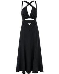 Rabanne - Kleedjes ,Zwart ,Leer Midi Jurk - Lyst