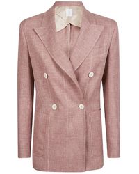 Eleventy - Jassen ,Roze ,Wol Double-Breasted Jasje - Lyst