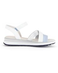 Gabor - Schoenen ,Veelkleurig ,Leer Witte Damessandaal Met Klittenbandsluiting - Lyst