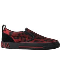 Dolce & Gabbana - Mocassini sneakers scarpe rosse e nere con stampa leopardo - Lyst