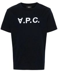 A.P.C. - Tops ,Blauw ,Katoen Midnight Jersey Logo T-Shirt - Lyst