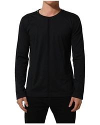Dolce & Gabbana - Dark Blue Cotton Round Neck Pullover Sweater - Lyst