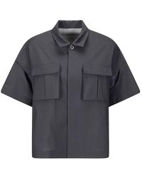Sacai - Overhemden ,Grijs ,Denim Suiting X Denim Shirt - Lyst