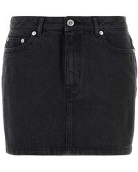 A.P.C. - Rokken ,Zwart ,Denim Zwarte Denim Mini Rok - Lyst