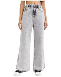 One Teaspoon - Grijze Wijde Pijp Jeans - Lyst