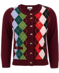 Ganni - Check Cardigan - Lyst