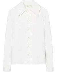 Tory Burch - Overhemden ,Wit ,Leer Wit Overhemd Met Lange Mouwen - Lyst