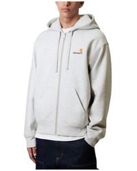 Carhartt - Hoodies & Sweatvesten ,Grijs ,Katoen Hooded American Script Jacket - Lyst