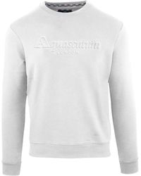 Aquascutum - Logo-detail baumwoll-sweatshirt mit rippbündchen - Lyst