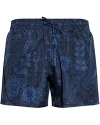 Etro - Badmode ,Blauw ,Polyester Paisley Zwemshort - Lyst