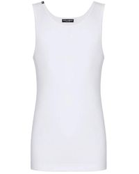 Dolce & Gabbana - Weiße baumwoll-crew-neck-ärmelloses t-shirt - Lyst