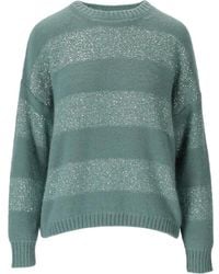 Max Mara - Truien & Vesten ,Veelkleurig ,Wol Groene Mohair Trui Met Ronde Hals - Lyst