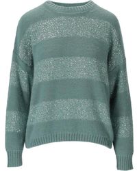Max Mara - Truien & Vesten ,Veelkleurig ,Wol Groene Mohair Trui Met Ronde Hals - Lyst