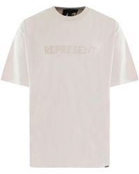 Represent - Tops ,Grijs ,Geborduurd Serif T-Shirt Grijs - Lyst