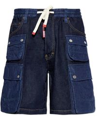 DSquared² - Korte Broeken ,Blauw ,Denim Denim Cargo Shorts - Lyst
