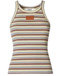 Fendi - Tops ,Veelkleurig ,Katoen Katoenen Gestreepte Gebreide Top - Lyst