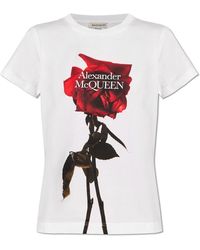 Alexander McQueen - Camiseta estampada con rosa sombra - Lyst
