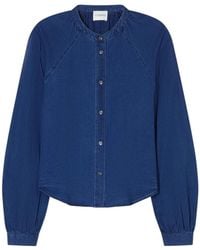 Closed - Overhemden ,Blauw ,Katoen Blauwe Blouse Met Wijde Mouwen - Lyst