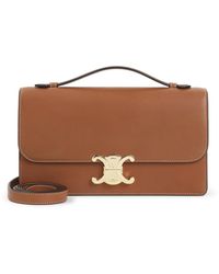 Celine - Tassen ,Bruin ,Leer Medium Triomphe Folio - Lyst