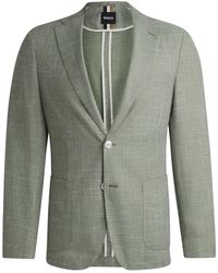 HUGO - Jassen ,Groen ,Wol Wollen Blazer Met Microdessin - Lyst