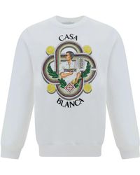 Casablancabrand - Felpa in cotone bianco con dettaglio logo - Lyst