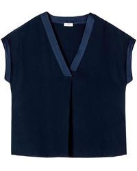 Oltre - Bi-Material Blouse Met Kimono Mouwen - Lyst