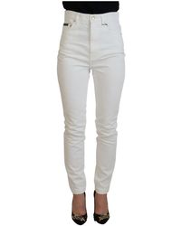 Dolce & Gabbana - Weiße skinny jeans mit hoher taille - Lyst