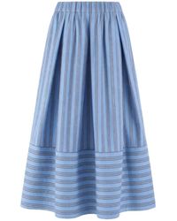Antonelli - Rokken ,Veelkleurig ,Katoen Ibiza Striped Midi Skirt - Lyst
