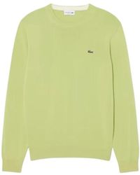Lacoste - Hoodies & Sweatvesten ,Groen ,Katoen Trui Met Ronde Hals Van Katoen - Lyst