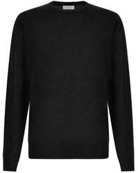 Canali - Truien & Vesten ,Zwart ,Wol Trui Met Ronde Hals Van Wol - Lyst