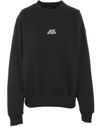 Balenciaga - Hoodies & Sweatvesten ,Zwart ,Katoen Zwarte Loose-Fit Sweater Met Reflecterend Logo - Lyst