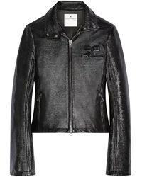 Courreges - Jassen ,Zwart ,Katoen Zwarte Vinyl Jas - Lyst