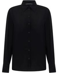Alberta Ferretti - Overhemden ,Zwart ,Klassiek Shirt Met Lange Mouwen - Lyst