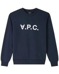 A.P.C. - Hoodies & Sweatvesten ,Blauw ,Katoen C0Hbm M27907 Tiq Sweatshirt - Lyst