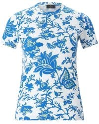 Etro - Tops ,Blauw ,Katoen T-Shirt Met Ronde Hals - Lyst