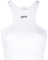 Off-White c/o Virgil Abloh - Ärmelloses top,geripptes baumwolltop mit logo-stickerei off - Lyst
