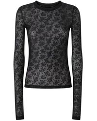 Pinko - T-Shirt Met Ronde Hals En Kanten Details - Lyst
