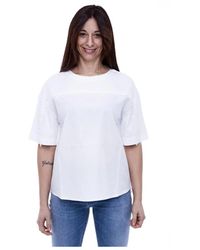 Alpha Studio - Overhemden ,Wit ,Jersey Kraag Stijl Top - Lyst