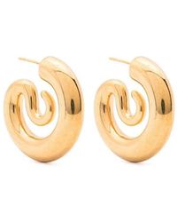 Panconesi - Accessoires ,Geel ,Gouden Slang Hoop Oorbellen - Lyst