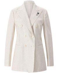 Lardini - Jassen ,Linnen Double-Breasted Blazer - Lyst