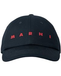 Marni - Accessoires ,Zwart ,Katoen Katoenen Twill Logo Baseballpet - Lyst