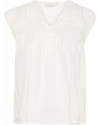 Kaffe - Bluse Mit Kurzen Ärmeln Und V-Ausschnitt - Lyst