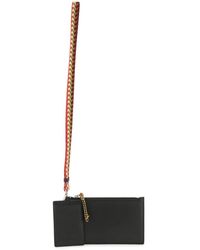Lanvin - Accessoires ,Zwart ,Leer Leren Dubbele Pouch Met Verwijderbare Kaarthouder - Lyst