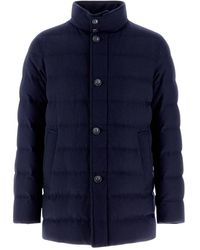 Herno - Jassen ,Blauw ,Wol Cashmere Mix Carcoat - Lyst