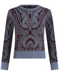 Etro - Truien & Vesten ,Veelkleurig ,Wol Rondgebreide Trui Met Ronde Hals - Lyst