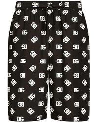 Dolce & Gabbana - Schwarze monogramm shorts mit kordelzugbund - Lyst