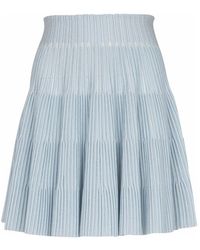 Balmain - Rokken ,Blauw ,Polyester A-Lijn Geribbelde Gebreide Rok - Lyst